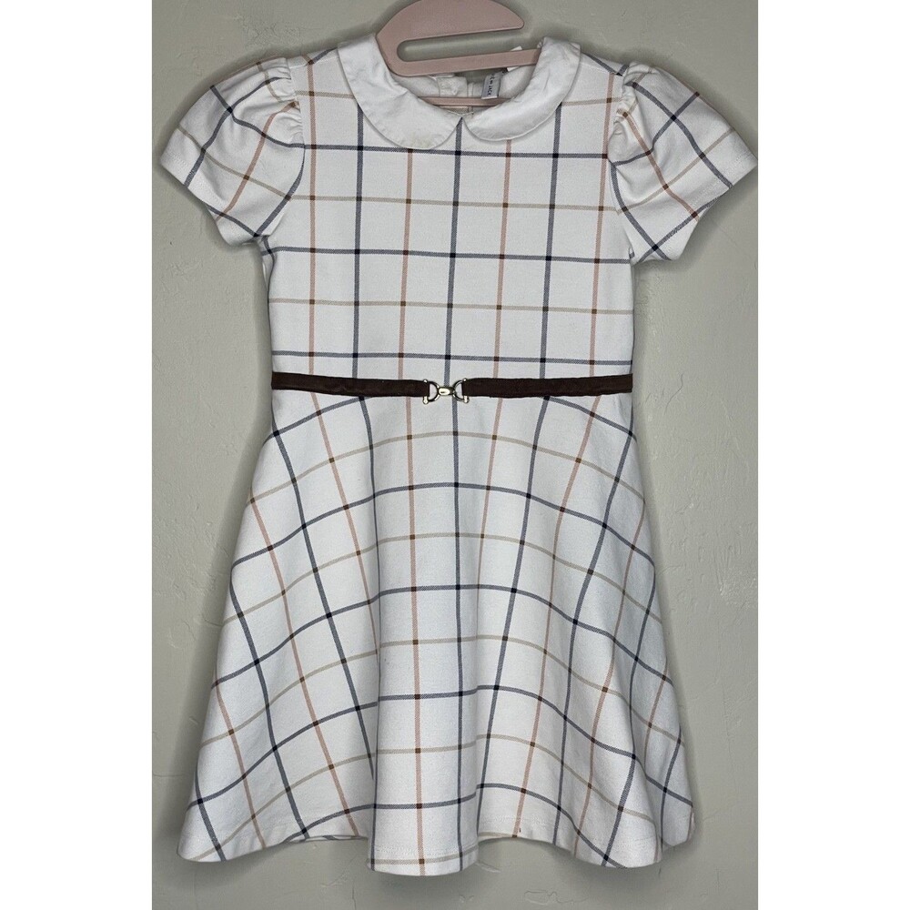 Janie And Jack Plaid Equistrian Collared CottonBlend  Dress Size 6